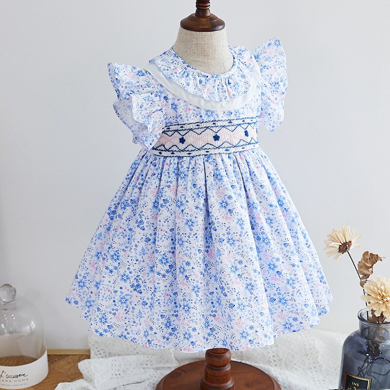 Gorgeous Hand Smocked Dress With Ruffle Sleeves,12M to 6T