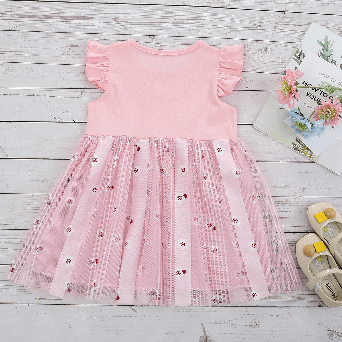 Cute Bunny Print Easter Dress,2T to 6T.