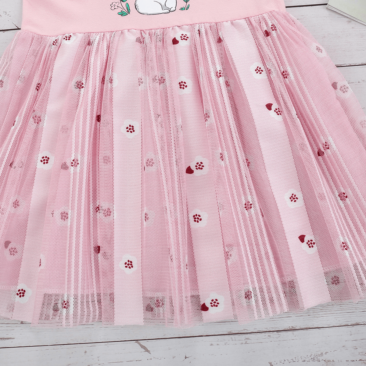 Cute Bunny Print Easter Dress,2T to 6T.