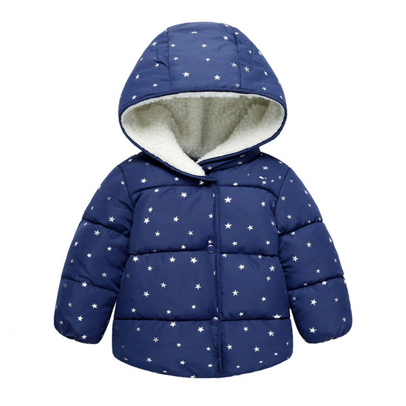 Warm Hooded Jacket, Pink/Blue/Gray.