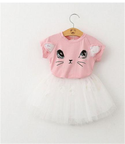 Cat Print Short Sleeve T-shirt & Tutu Skirt - Dream Town Store
