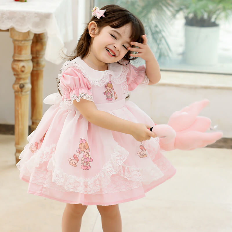 Vintage Whispering Flamingo Dress,2T to 5T.