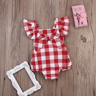 Girls Plaid Ruffles Romper Jumpsuit - Dream Town Store