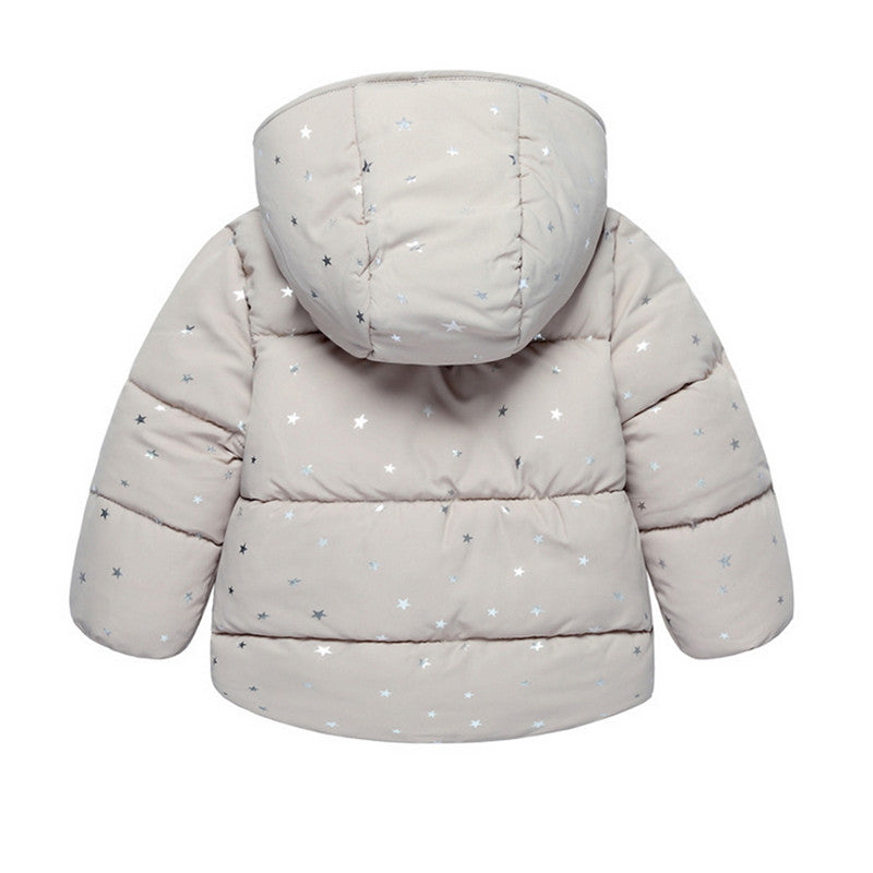 Warm Hooded Jacket, Pink/Blue/Gray.