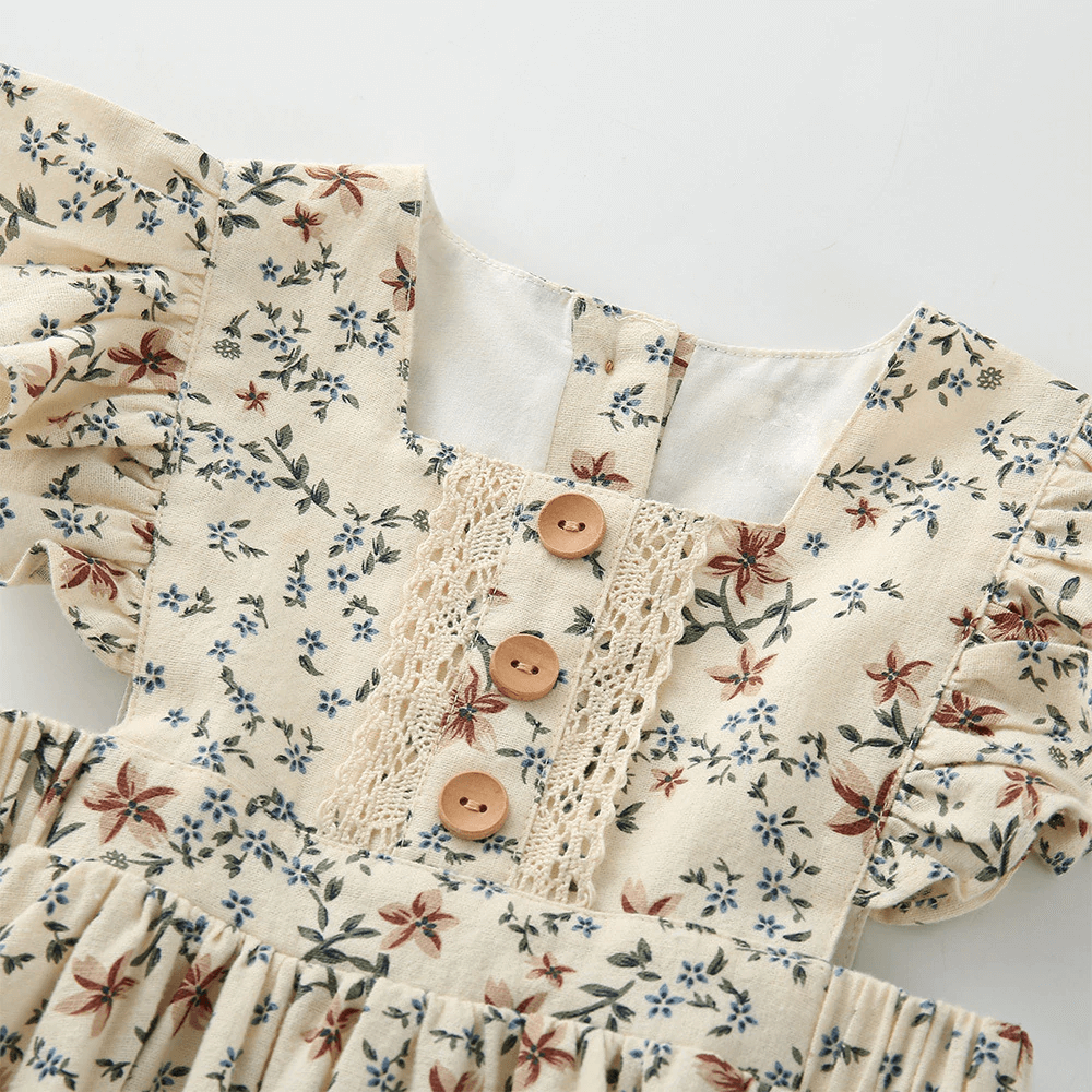 Vintage Floral Print Dress,12M to 5T.