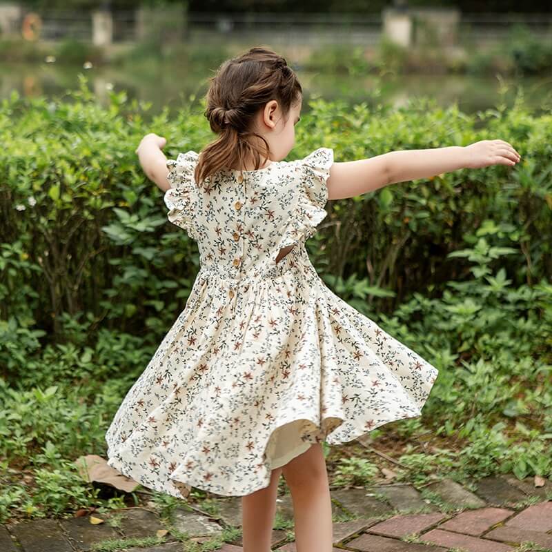 Vintage Floral Print Dress,12M to 5T.