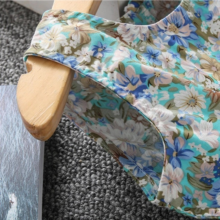 Sleeveless Floral Dress With Hat, Pink/Blue,2T to 6T.
