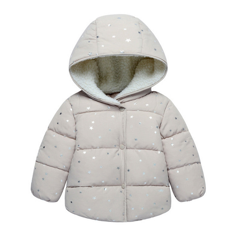 Warm Hooded Jacket, Pink/Blue/Gray.