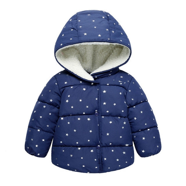 Warm Hooded Jacket, Pink/Blue/Gray.