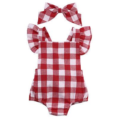 Girls Plaid Ruffles Romper Jumpsuit - Dream Town Store