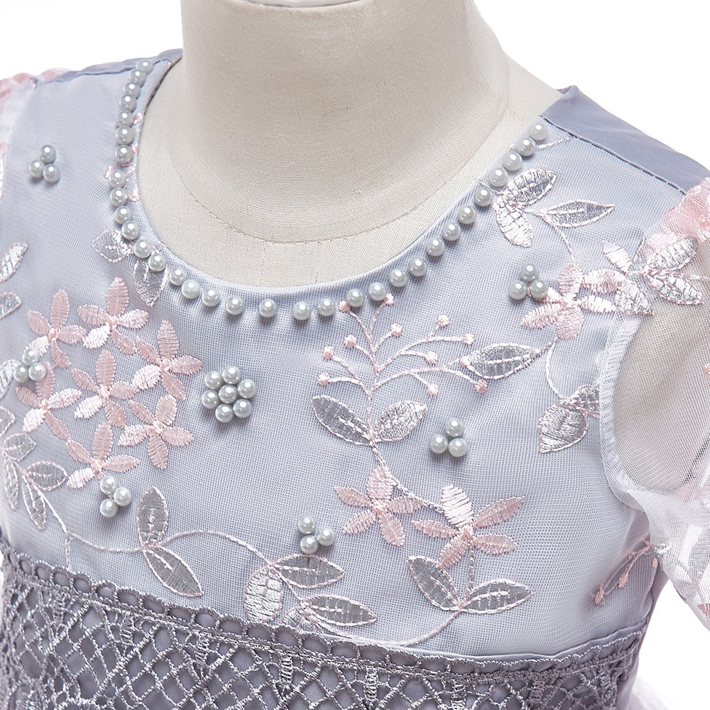 Stunning Princess Dress,Gray/Pnik,2T to 10T.