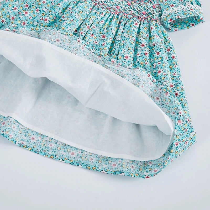 Floral Hand Smocked Dress,12M to 6T.