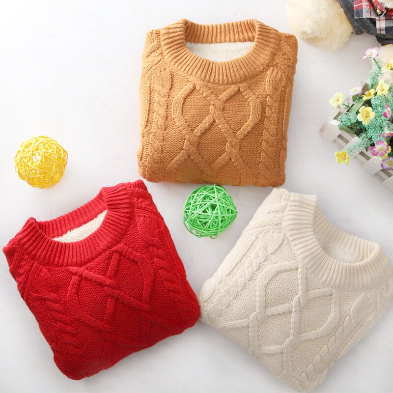 Unisex Knitted Warm Sweater For Kids,White/Red/Blue/Brown,2T to 10T.