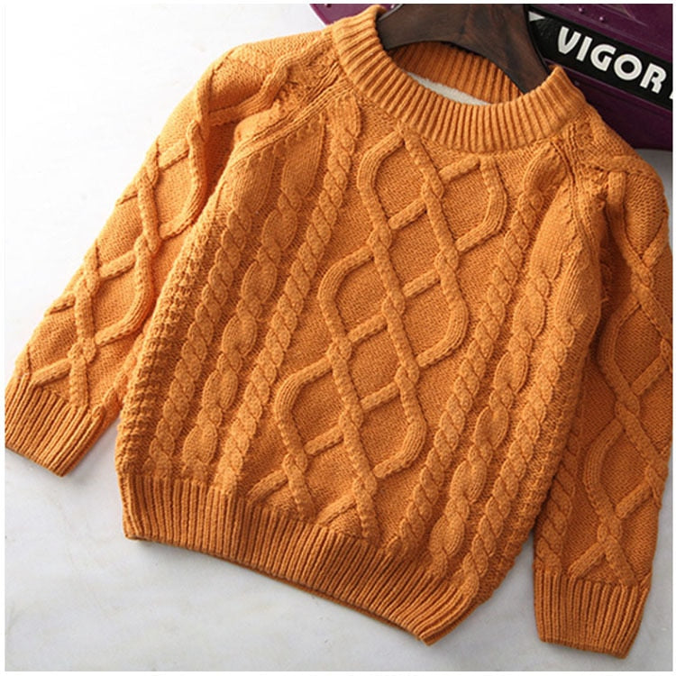 Unisex Knitted Warm Sweater For Kids,White/Red/Blue/Brown,2T to 10T.
