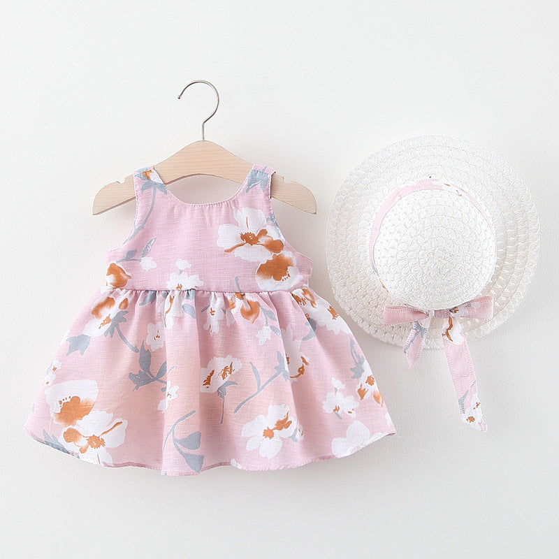 Cute Summer Bow Dress With Hat,9M to 3T.