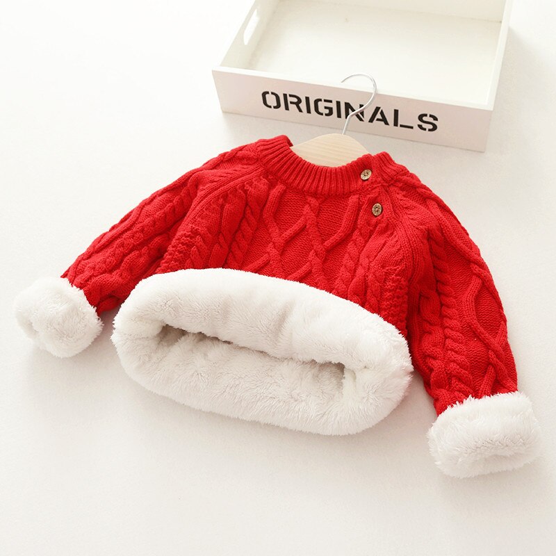 Extra Warm & Thick Knitted Sweater,Red/White/Pink/Brown/Blue,9M to 3T.