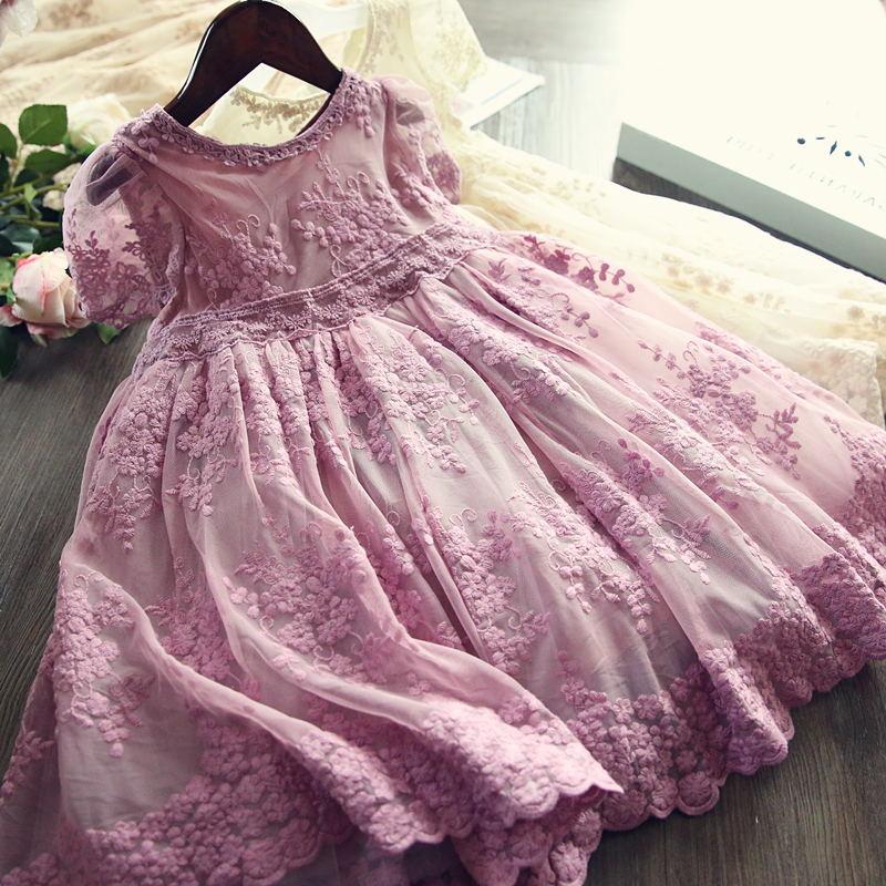 Baby Girls Dress, Lace Embroidery, Size 3-8T, - Dream Town Store