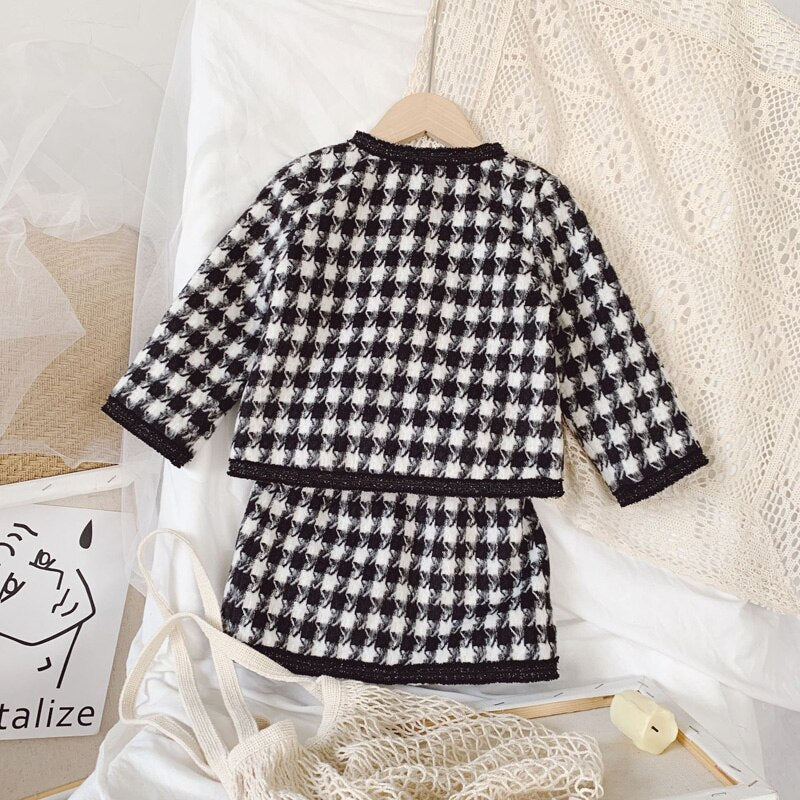 B/W Coat & Skirt Set,2T to 7T.