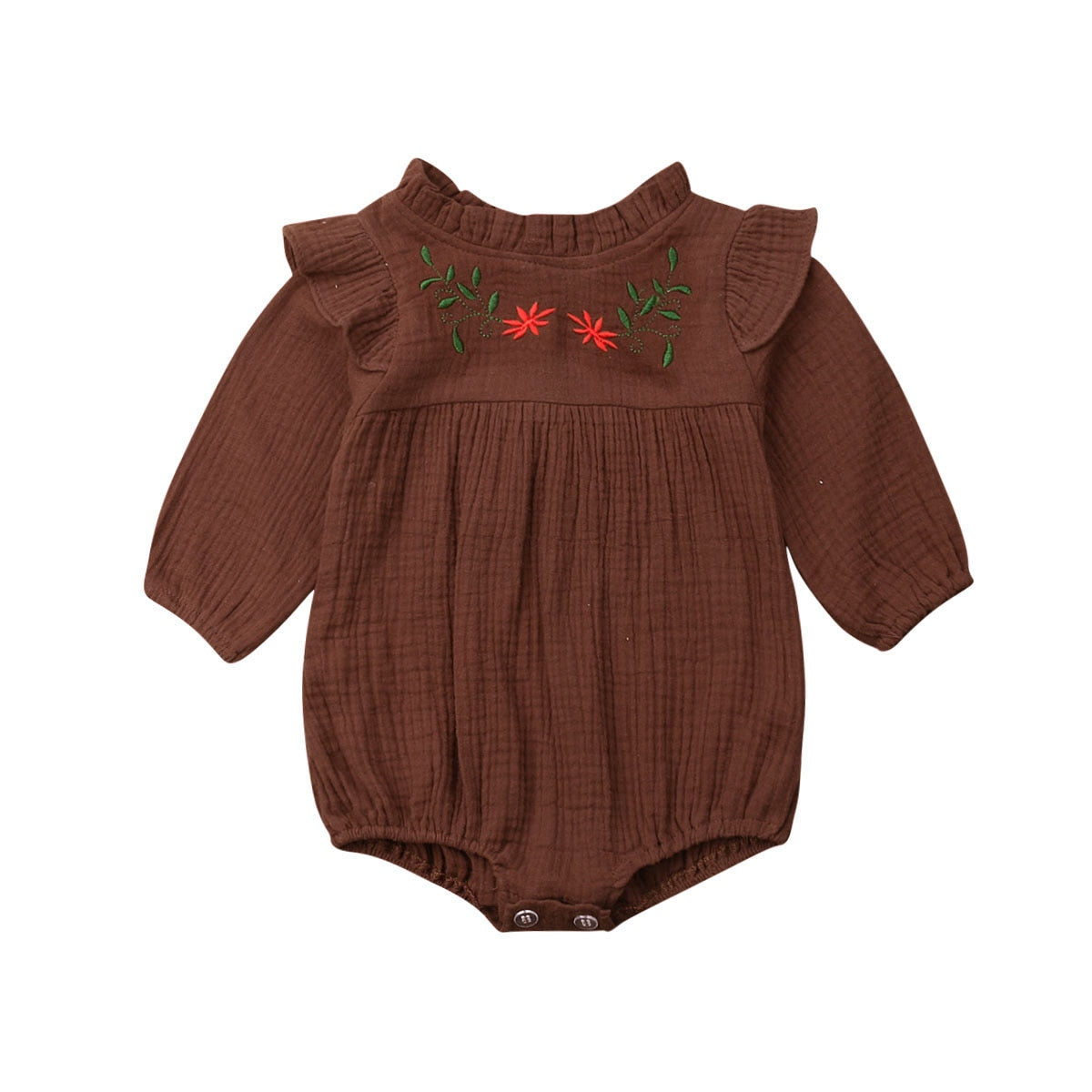 Vintage Style Flower Embroidery Floral Romper Jumpsuit,6M-24M