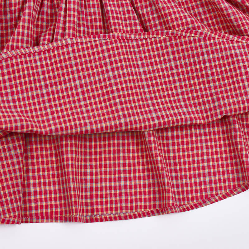 Red Plaid Smocked Dress, 2T to 7T.