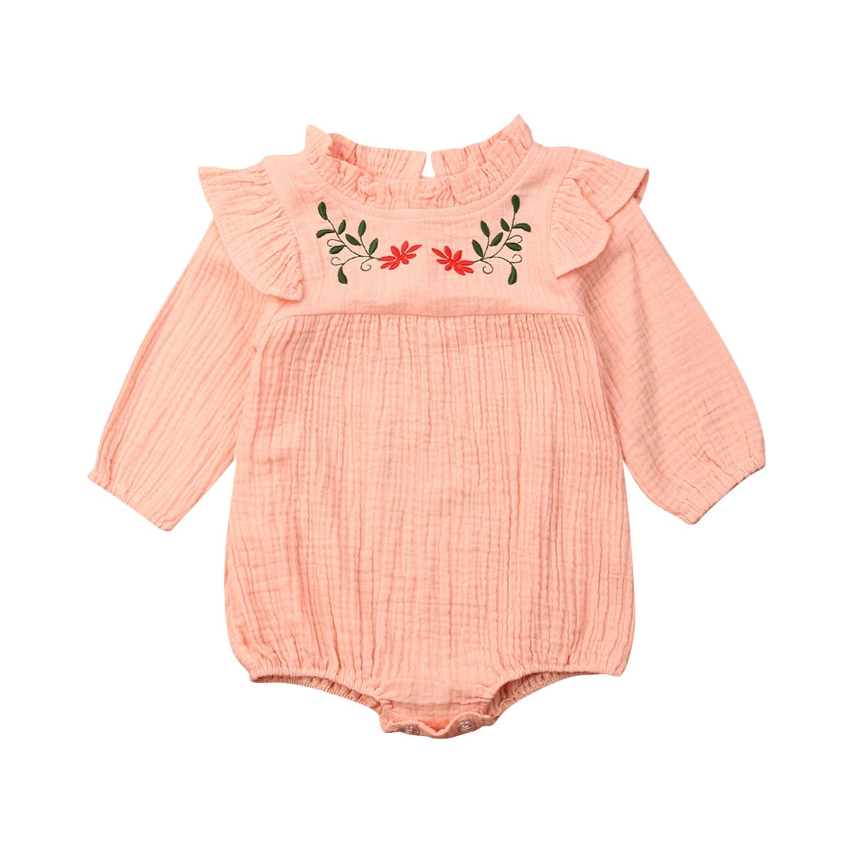 Vintage Style Flower Embroidery Floral Romper Jumpsuit,6M-24M