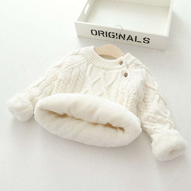 Extra Warm & Thick Knitted Sweater,Red/White/Pink/Brown/Blue,9M to 3T.