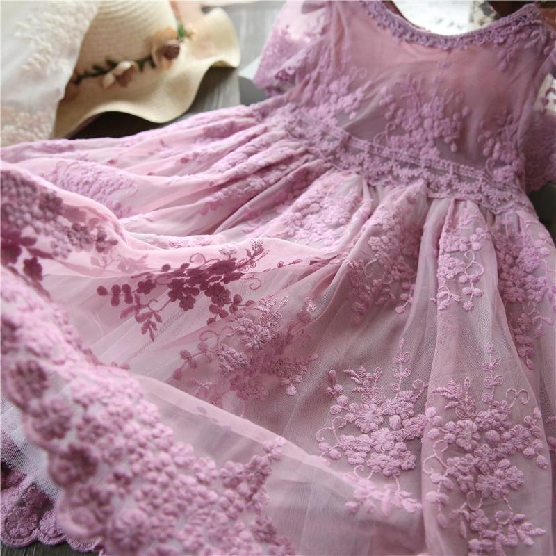 Baby Girls Dress, Lace Embroidery, Size 3-8T, - Dream Town Store