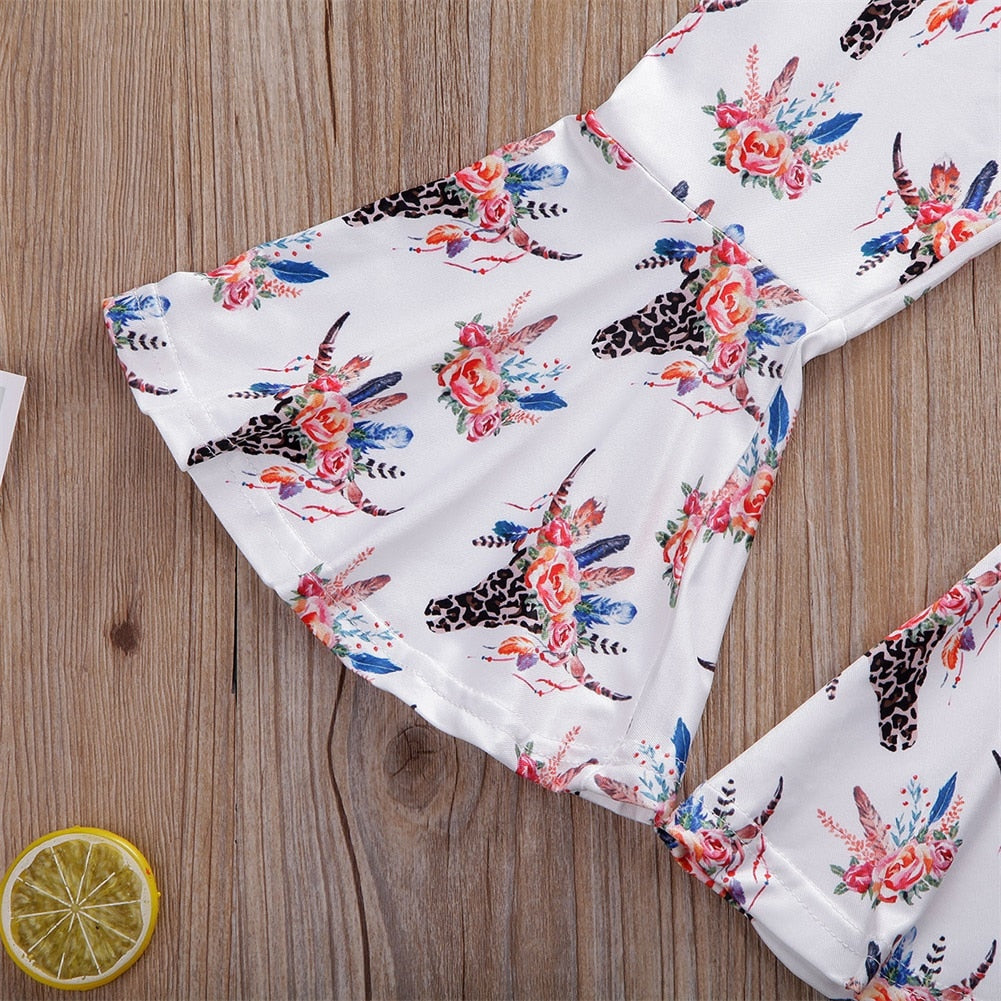 Toddler Off Shoulder Top & Bell-Bottom Pants, 2Y-6Y.