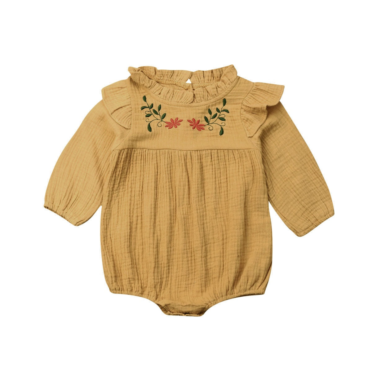 Vintage Style Flower Embroidery Floral Romper Jumpsuit,6M-24M