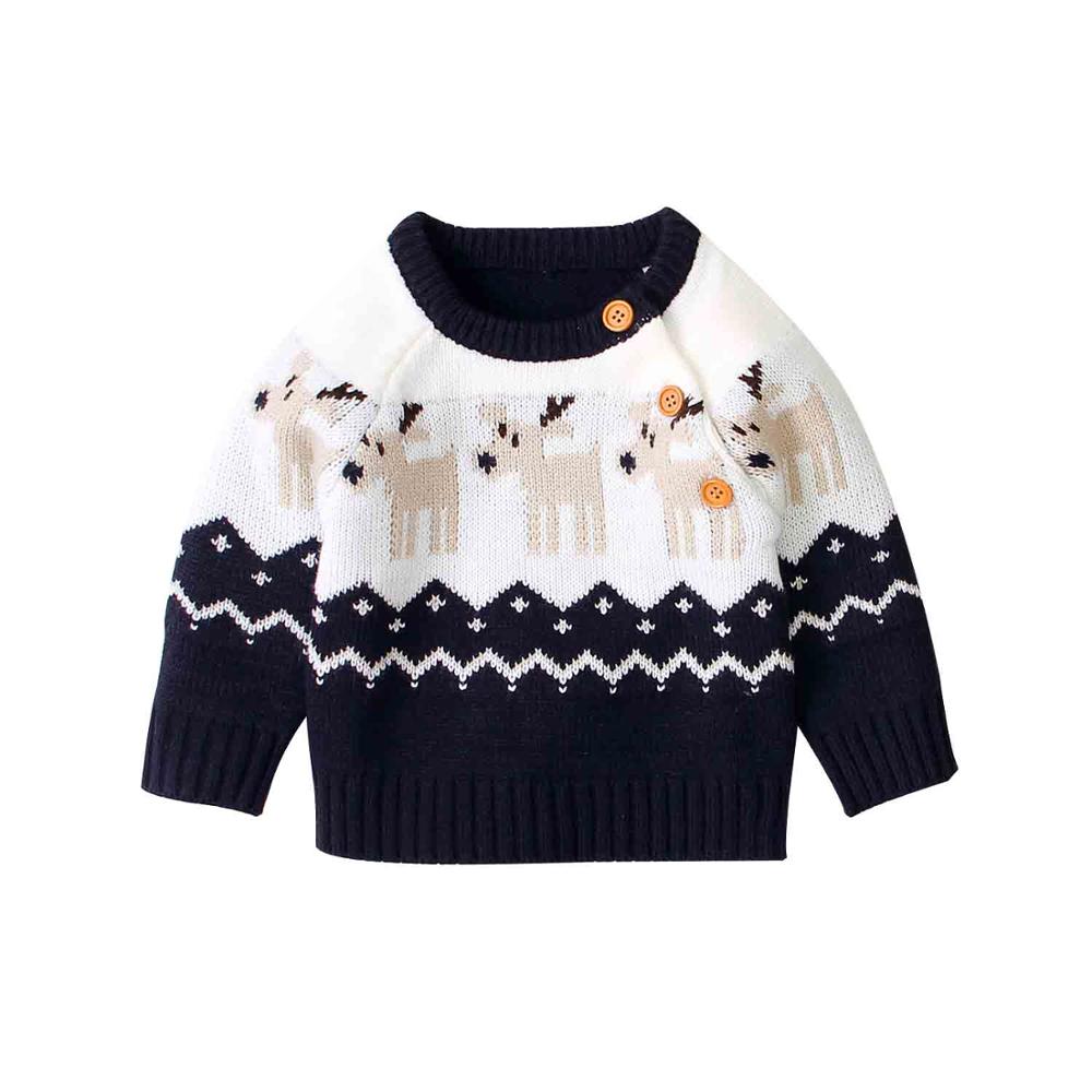 Christmas Themed Knitted Sweater,Red/Black,6M to 24M