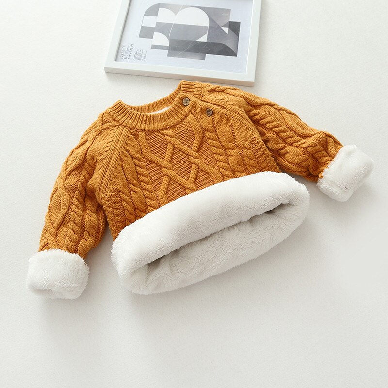 Extra Warm & Thick Knitted Sweater,Red/White/Pink/Brown/Blue,9M to 3T.