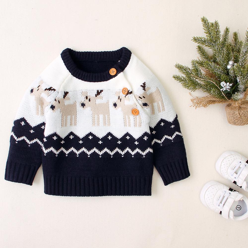 Christmas Themed Knitted Sweater,Red/Black,6M to 24M