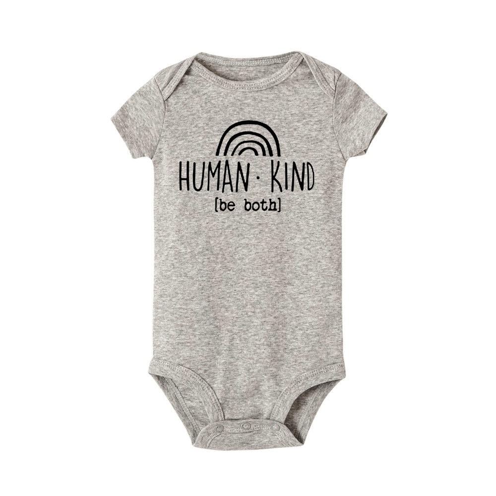 Human Kind Be Both Summer Short Sleeve Romper Bodysuit - Dream Town Store