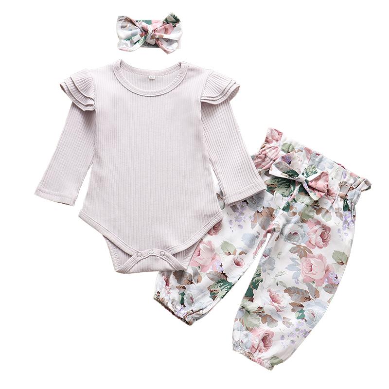 Ruffle Romper For Girls With Pants & Headband, Cotton, 3M to 24M. - Dream Town Store