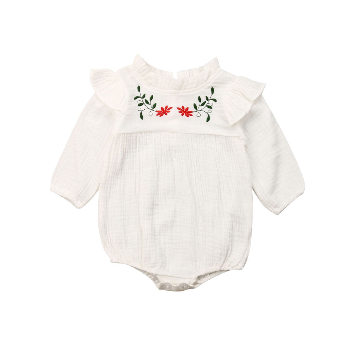 Vintage Style Flower Embroidery Floral Romper Jumpsuit,6M-24M