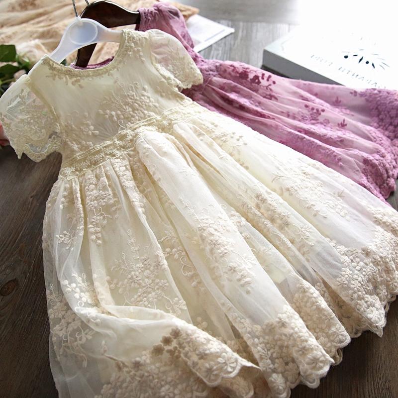 Baby Girls Dress, Lace Embroidery, Size 3-8T, - Dream Town Store