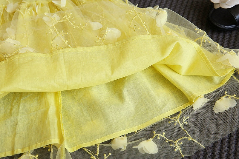 Sleeveless Birthday Party Dress, Red/Yellow,Size 18M to 2Y