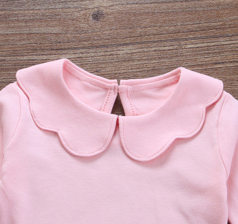 Full Sleeves Scallop Collar Shirts,White/Grey/Pink,9M to 6T.