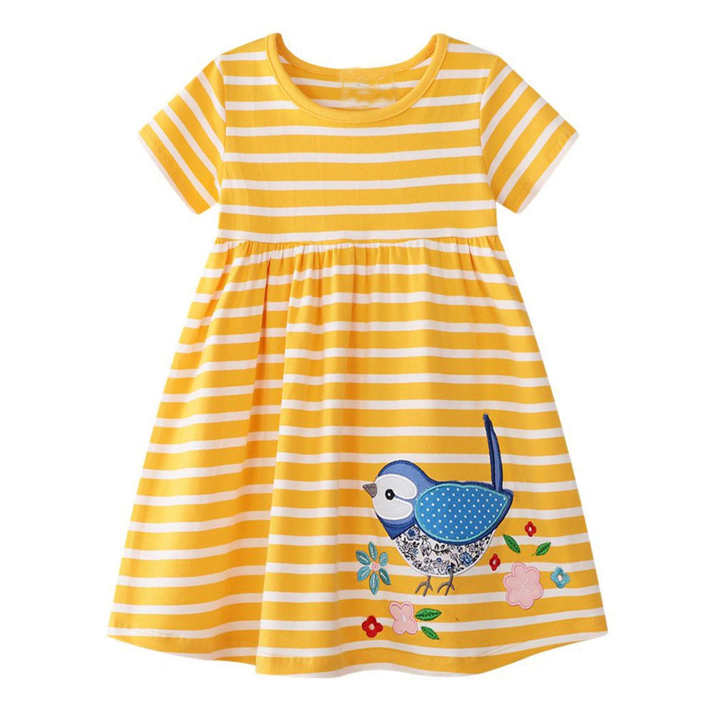 Cute Applique Dress,Cotton, 2 to 7Y.