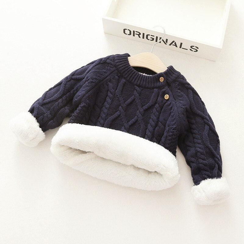 Extra Warm & Thick Knitted Sweater,Red/White/Pink/Brown/Blue,9M to 3T.