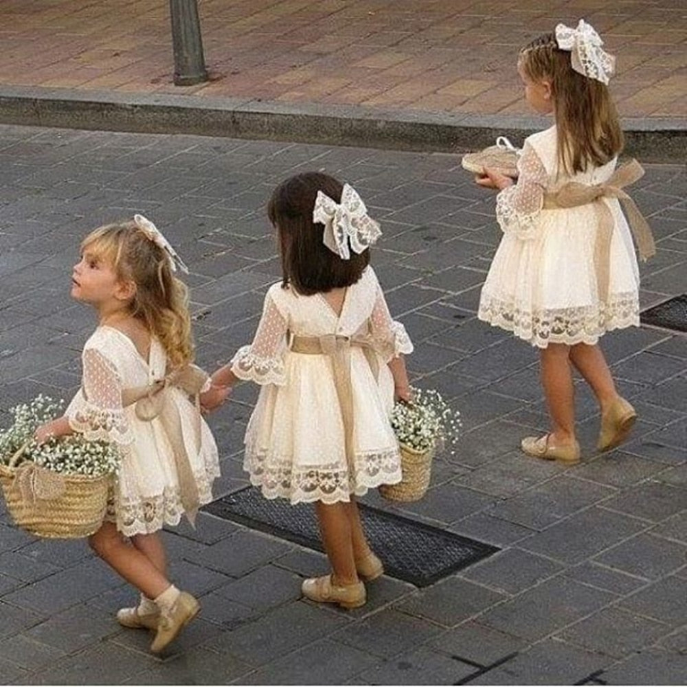 Lovely Casual/Party Summer Flower Girl Dress, White,3M to 5Y.