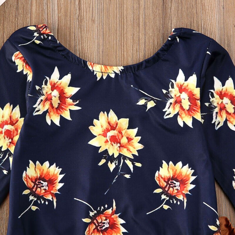 Floral Tops Romper & Velvet Long Pants,0 to 24 M.