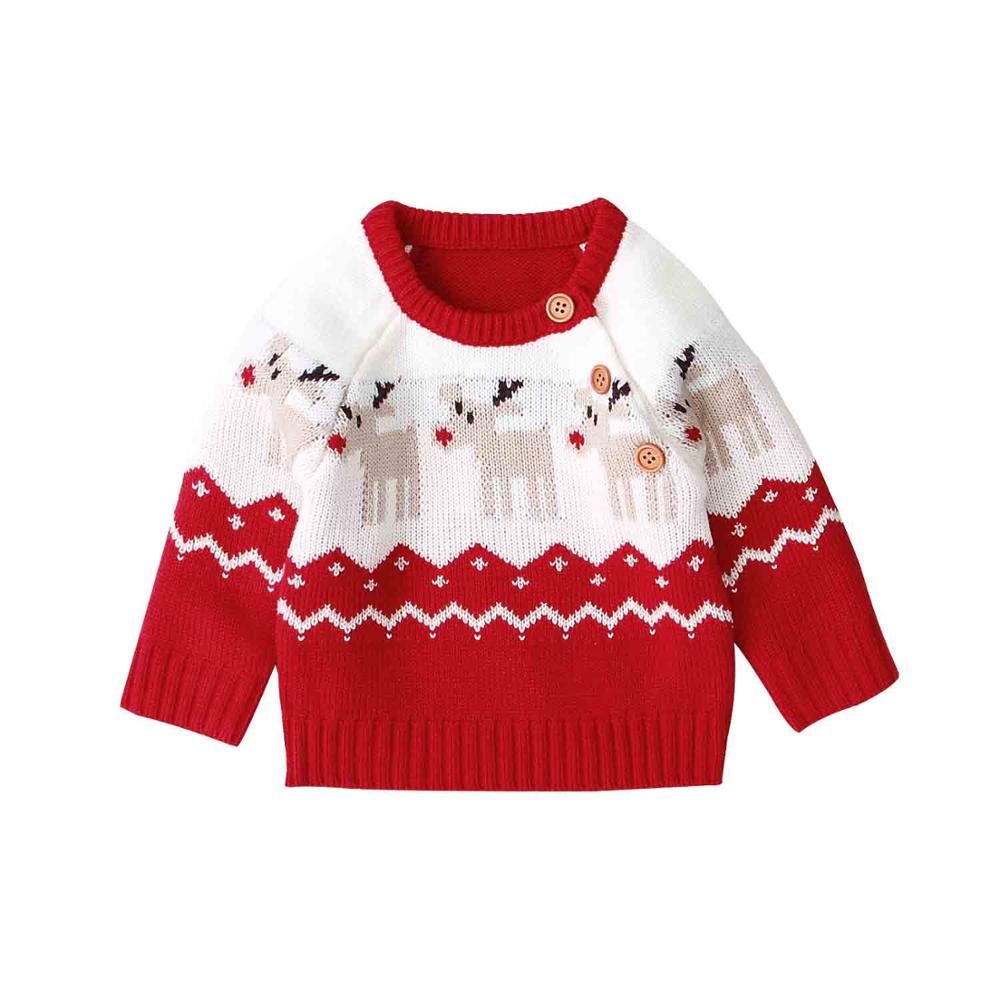 Christmas Themed Knitted Sweater,Red/Black,6M to 24M