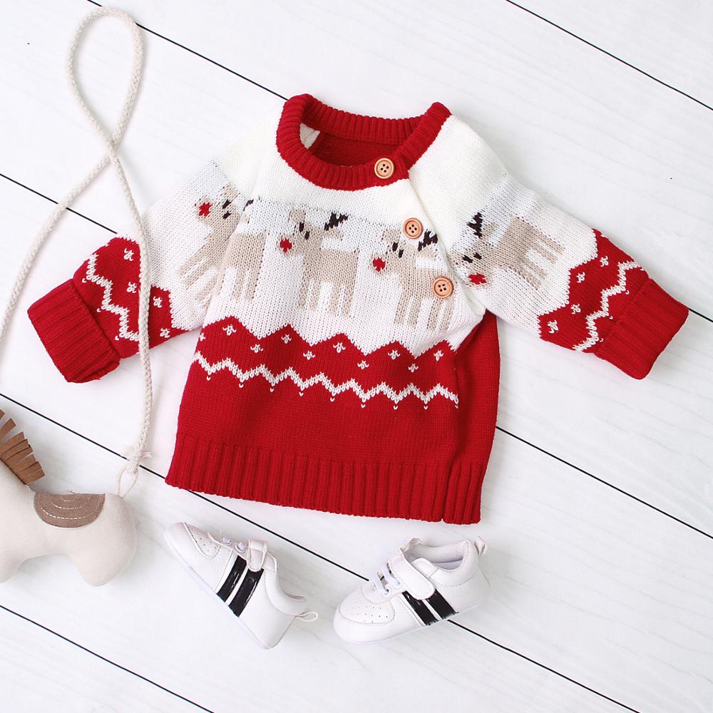 Christmas Themed Knitted Sweater,Red/Black,6M to 24M