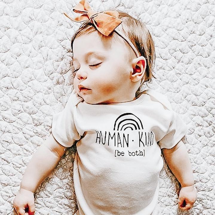 Human Kind Be Both Summer Short Sleeve Romper Bodysuit - Dream Town Store