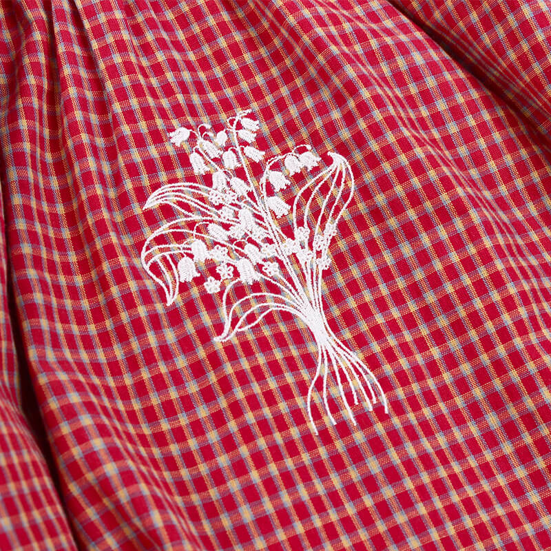 Red Plaid Smocked Dress, 2T to 7T.