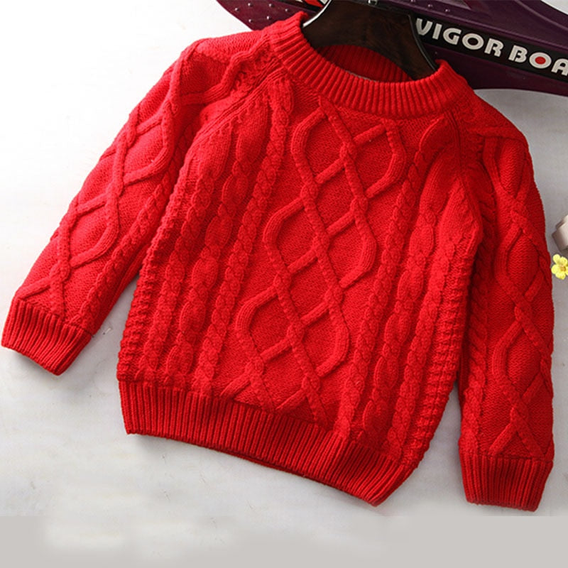 Unisex Knitted Warm Sweater For Kids,White/Red/Blue/Brown,2T to 10T.