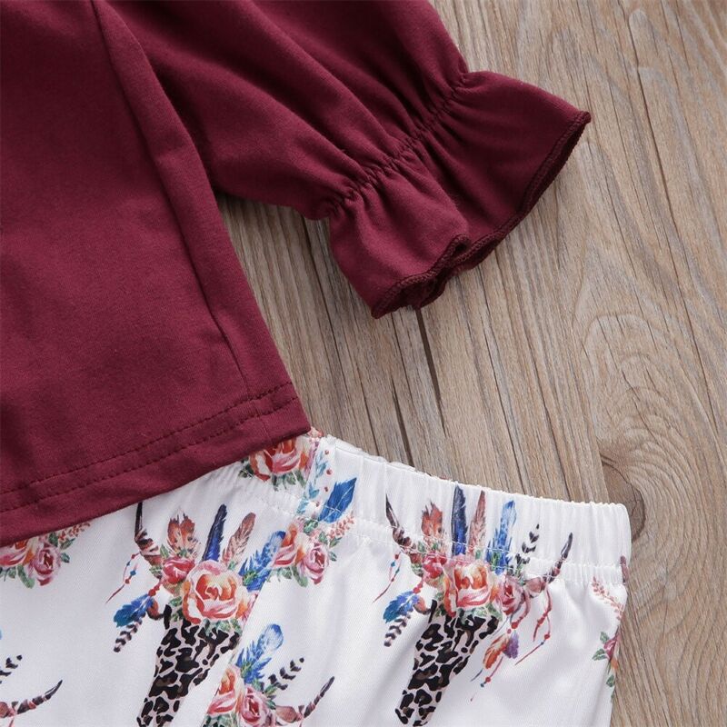 Toddler Off Shoulder Top & Bell-Bottom Pants, 2Y-6Y.