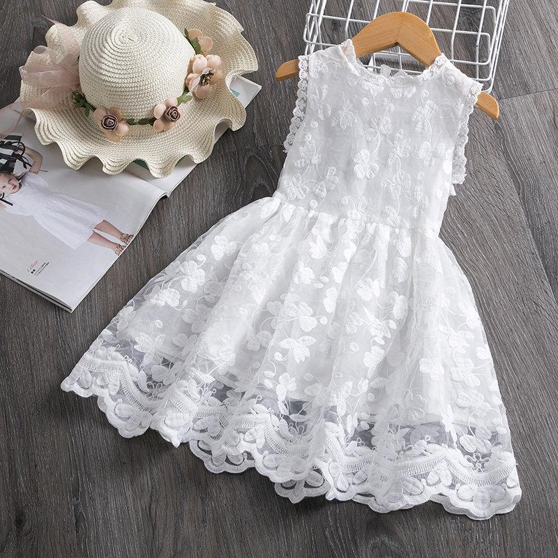 Beautiful Summer Sleeveless Dress, Red/White, Up to 8 Yrs - Dream Town Store