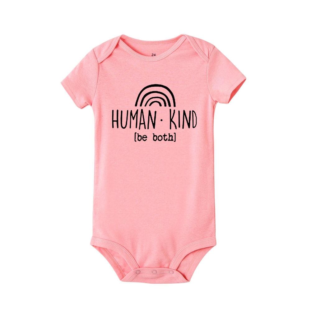 Human Kind Be Both Summer Short Sleeve Romper Bodysuit - Dream Town Store